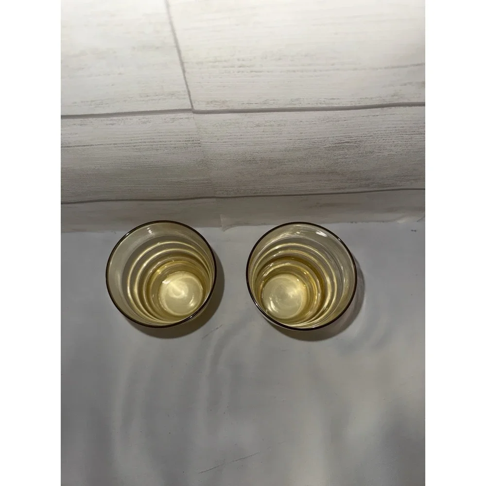 Federal Glass Tumbler Set Of‎ 2  Ringed Amber/Gold/Yellow 7
